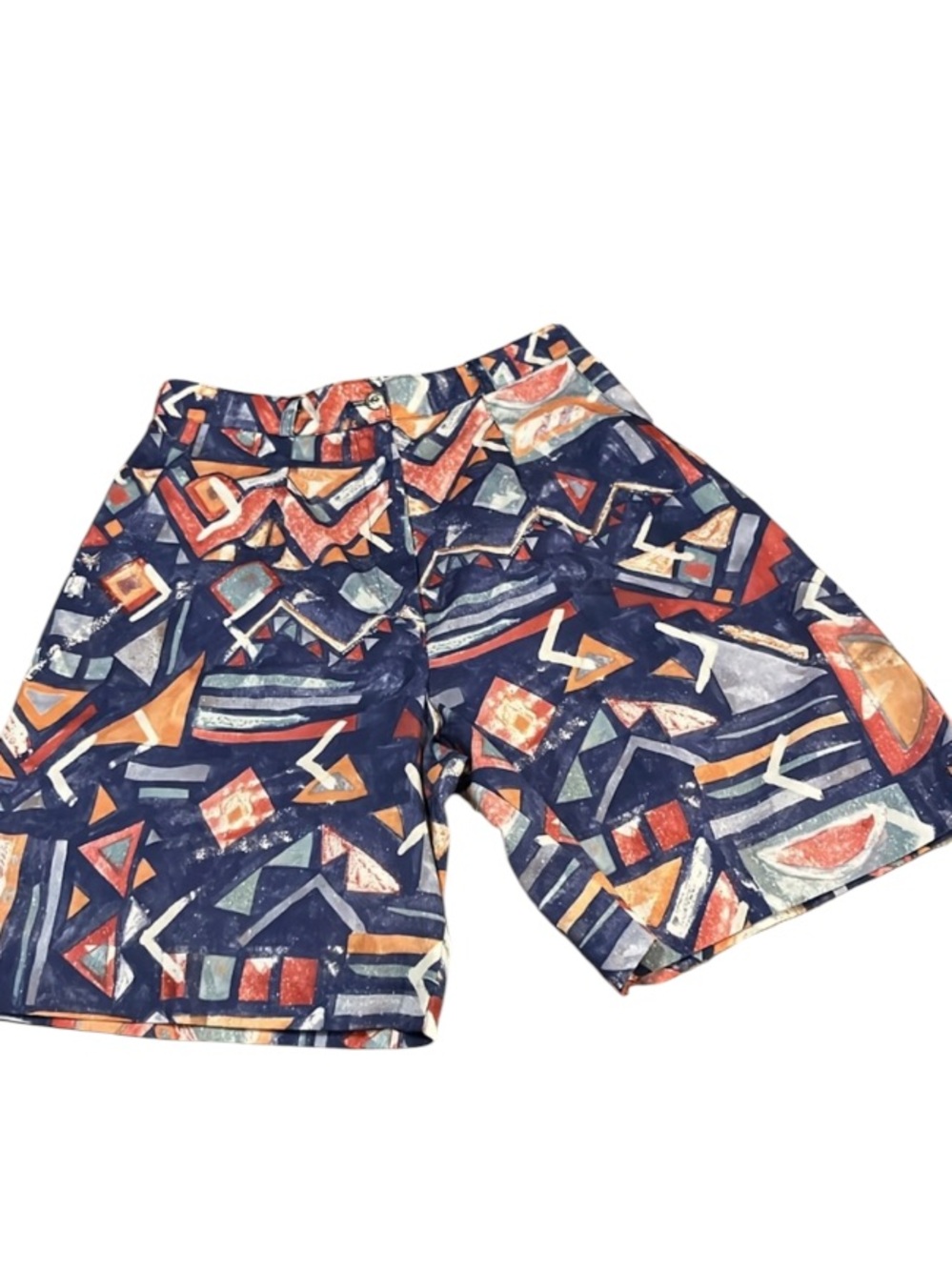 Darlyn Vintage High Waisted Colorful Abstract Print Pleated Shorts Made IN USA 6